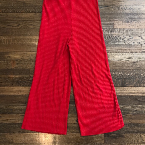 Zara Red Ribbed Ruffle Jumper - Picture 3 of 5